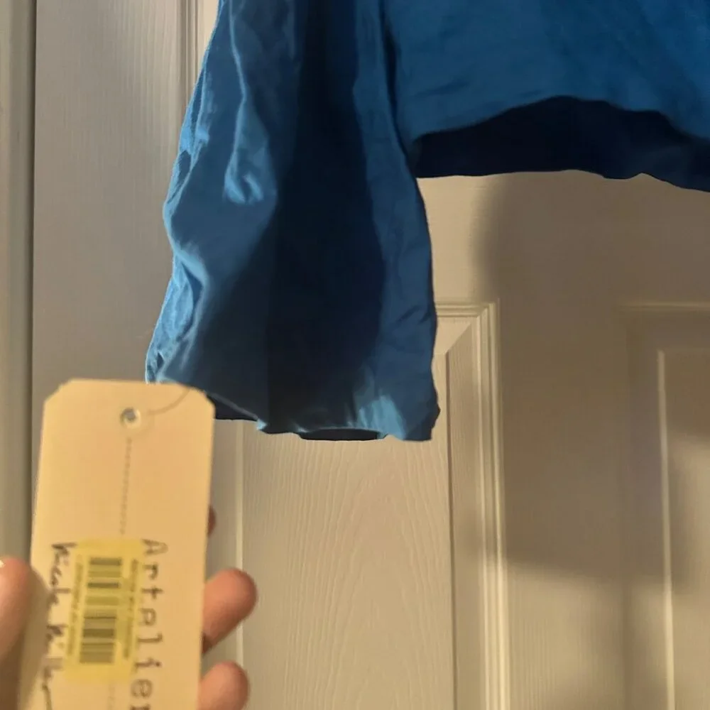 A.L.C. Blue Structured Crop Top Bell Sleeve NWT Size Petite - Picture 3 of 6